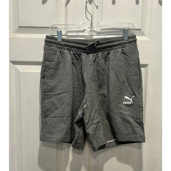 Puma Classics Gray Logo 8 Inch Shorts Baby Mens Size Medium‎ Casual Athletic NWT - Picture 1 of 7